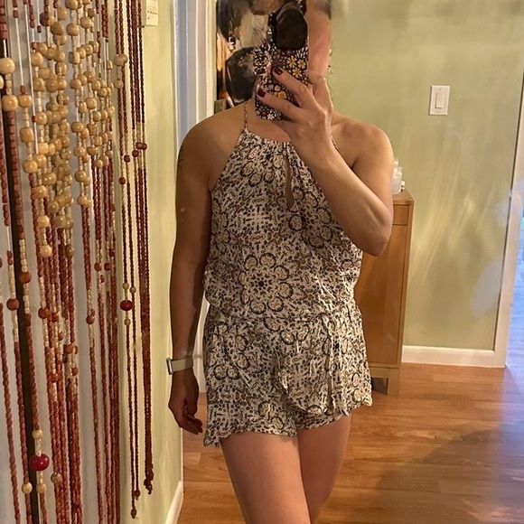 Beige Halter Top Rompers - Picture 1 of 6